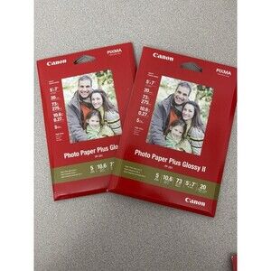 Canon PIXMA Photo Paper Plus Glossy II, 20 Sheets PP-201 5x7, Lot Of 2 Packs NEW